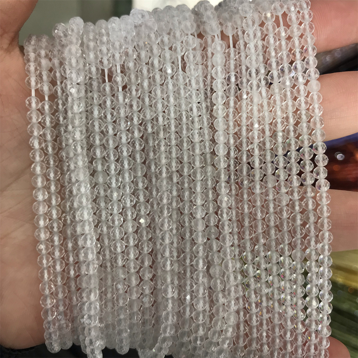 6:3mm faceted white crystal