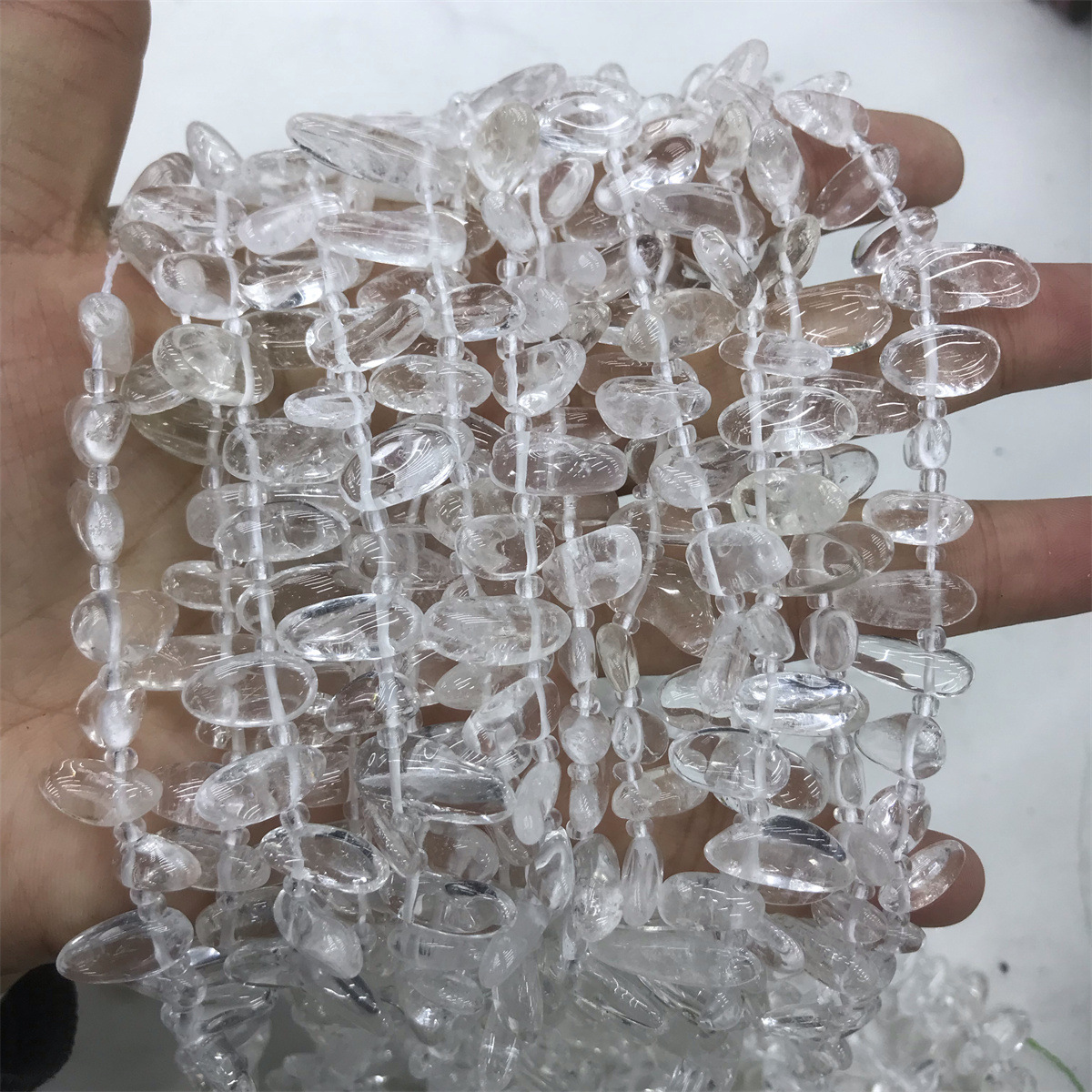 12:6-17mm side hole long tooth gravel white crystal