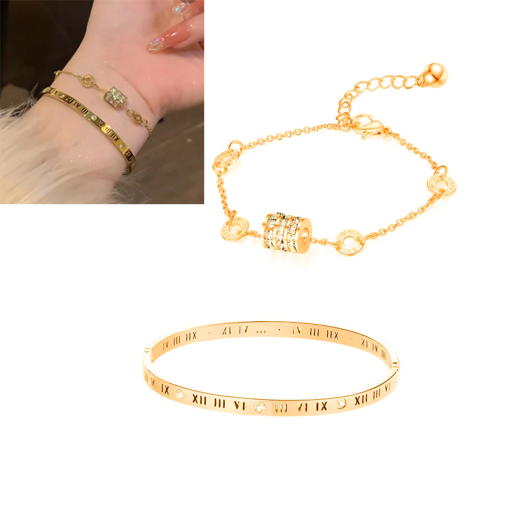 2:Roman Numerals Gold Bracelet Gold Small Waist Bracelet