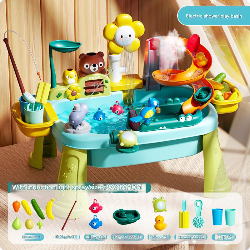 814b-40pcs-blue sunflower electric water spray with legs