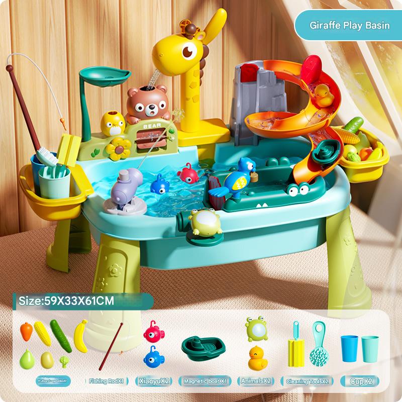 812b-39pcs-blue giraffe with feet manual water discharge