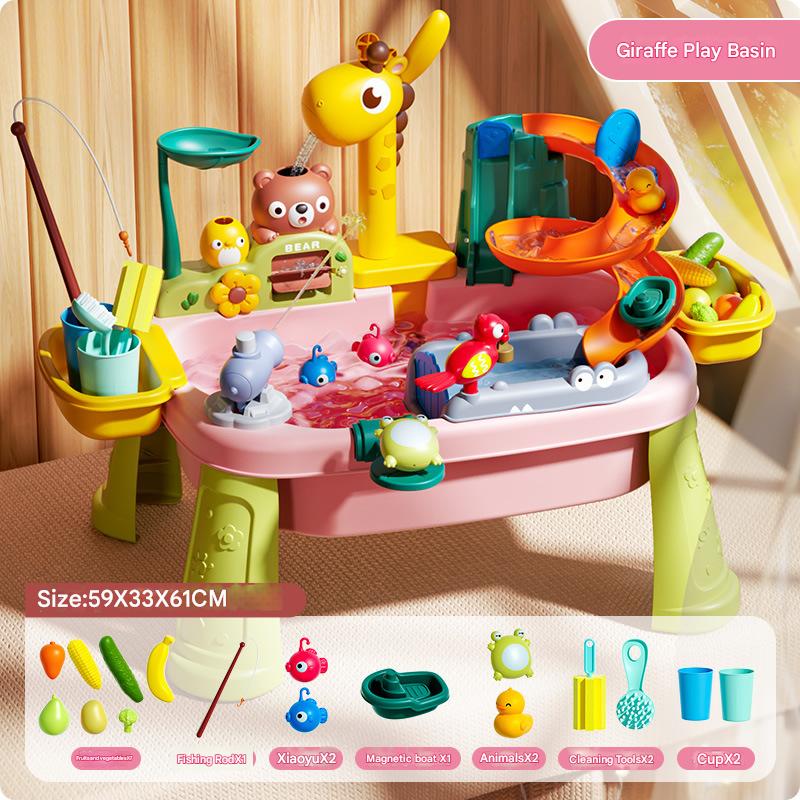 812a-39pcs-pink giraffe with feet manual water discharge