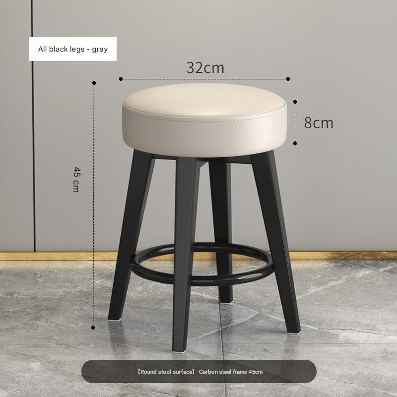 Solid stool all black frame gray cushion