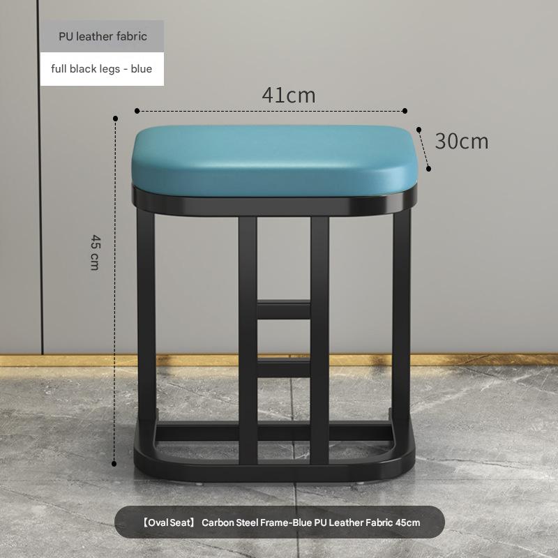 H-type stool all black frame blue cushion