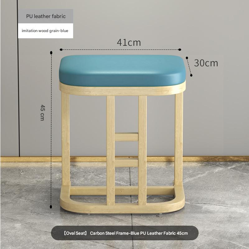 H-type stool wood grain frame blue cushion