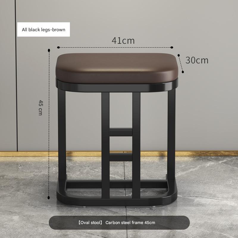 H-type stool all black frame brown cushion