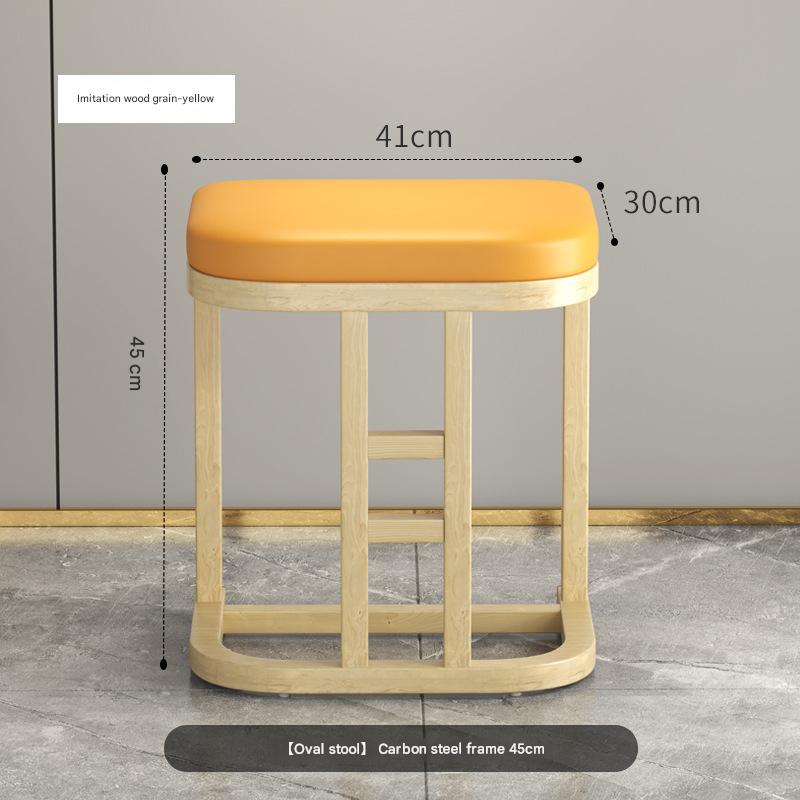 H-type stool wood grain frame yellow cushion
