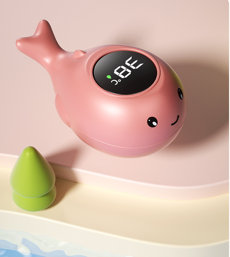 Whale water thermometer pink