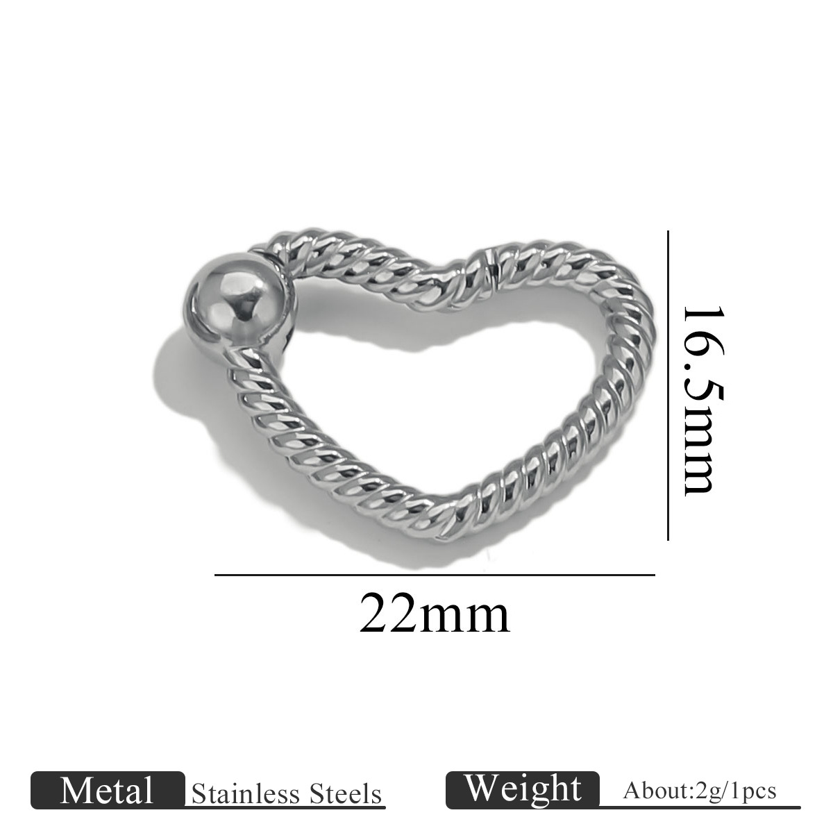 Heart-shaped - steel color