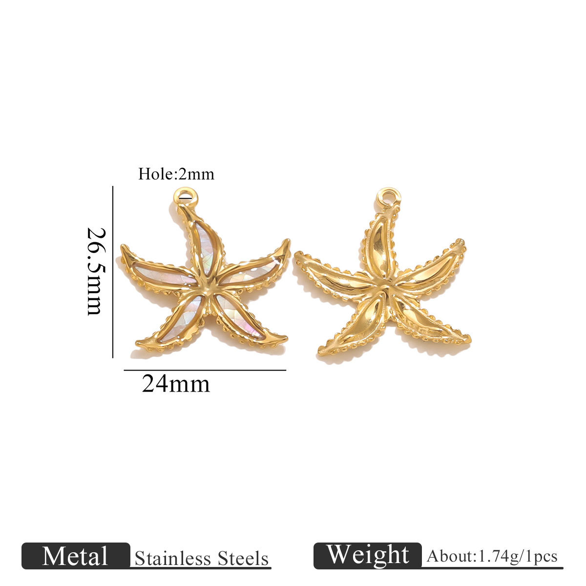 Sticky natural shell pendant-white shell starfish