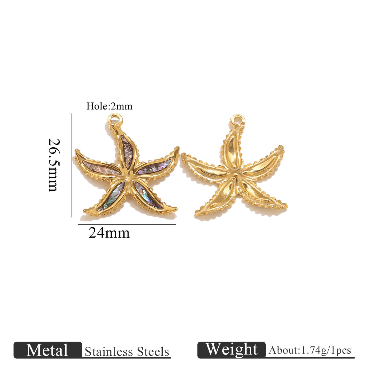 Sticky natural shell pendant-color shell starfish