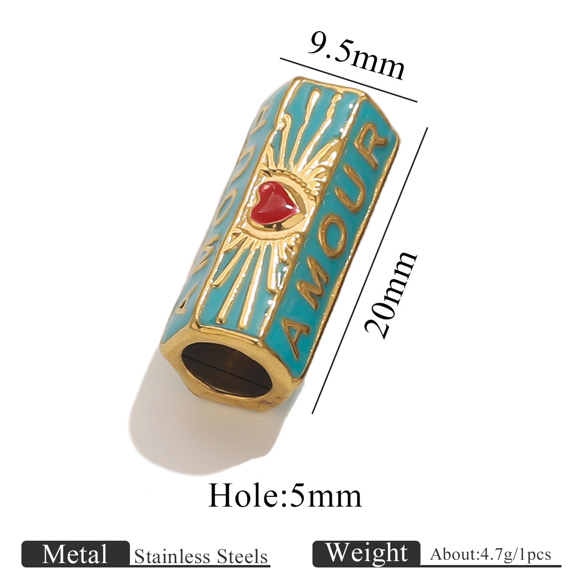 1:Golden beads dripping oil - blue   red heart