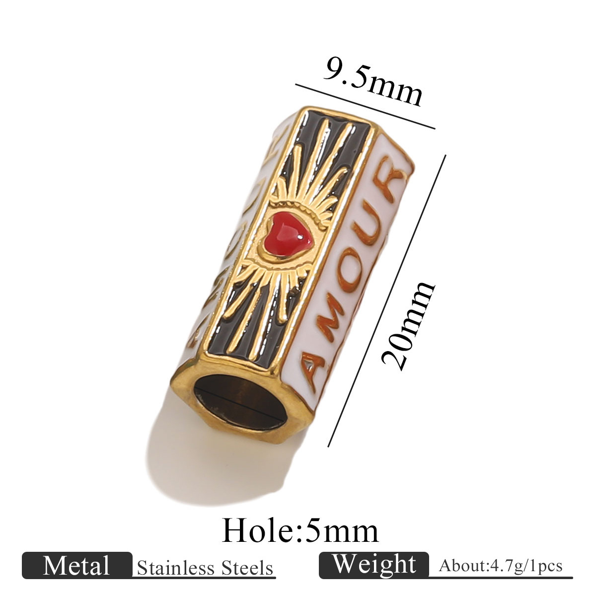 2:Golden beads dripping oil - black and white   red heart