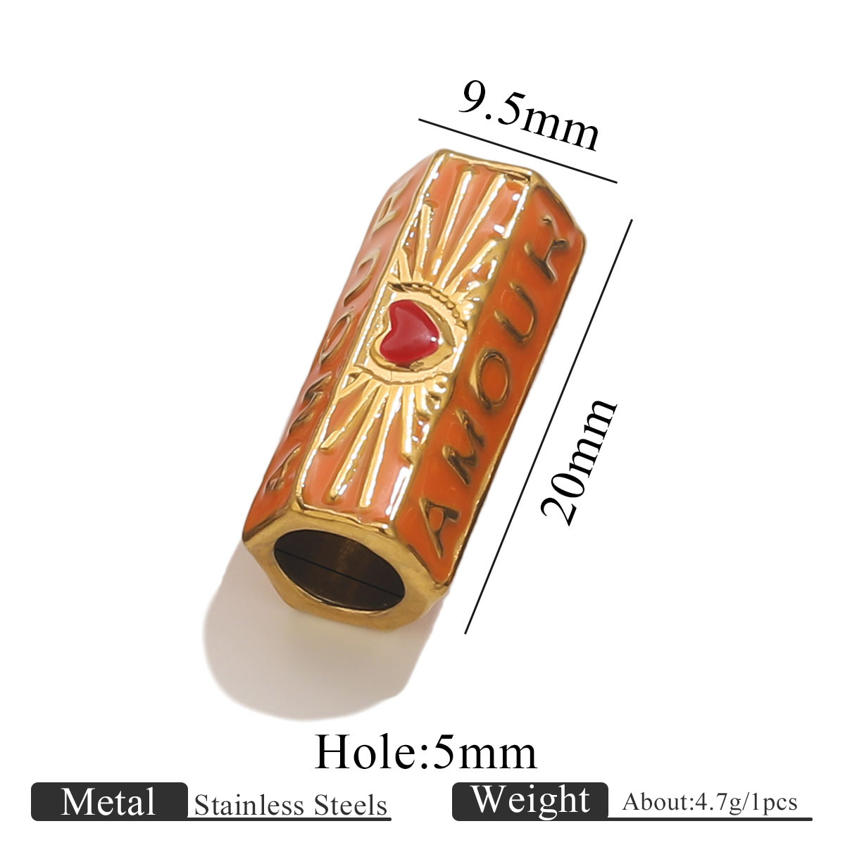 3:Golden beads dripping oil-orange   red heart