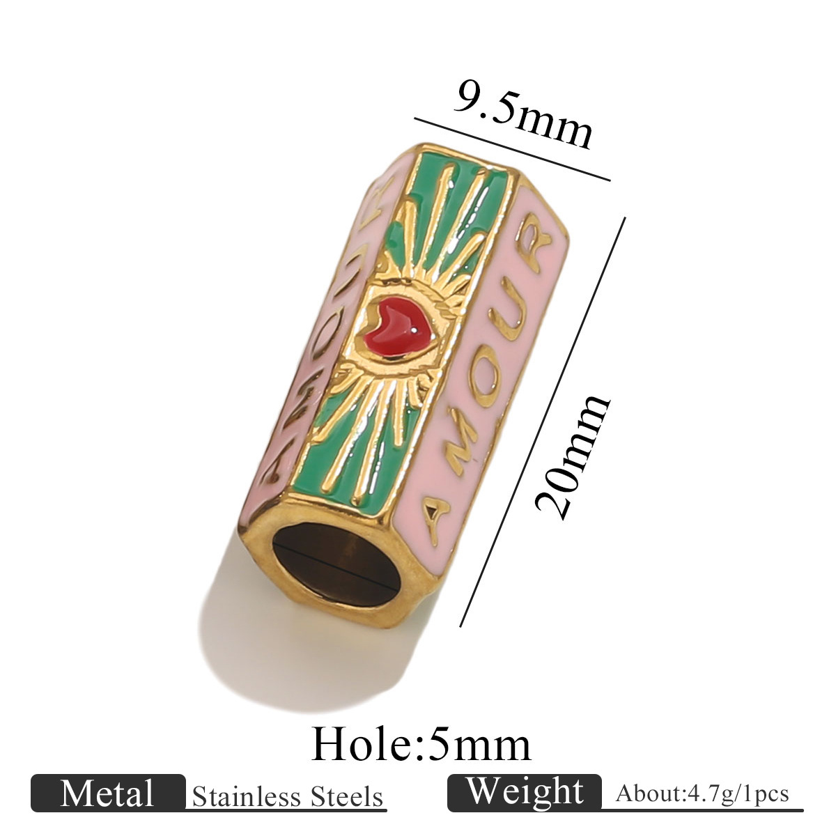 4:Golden beads dripping oil - green powder   red heart