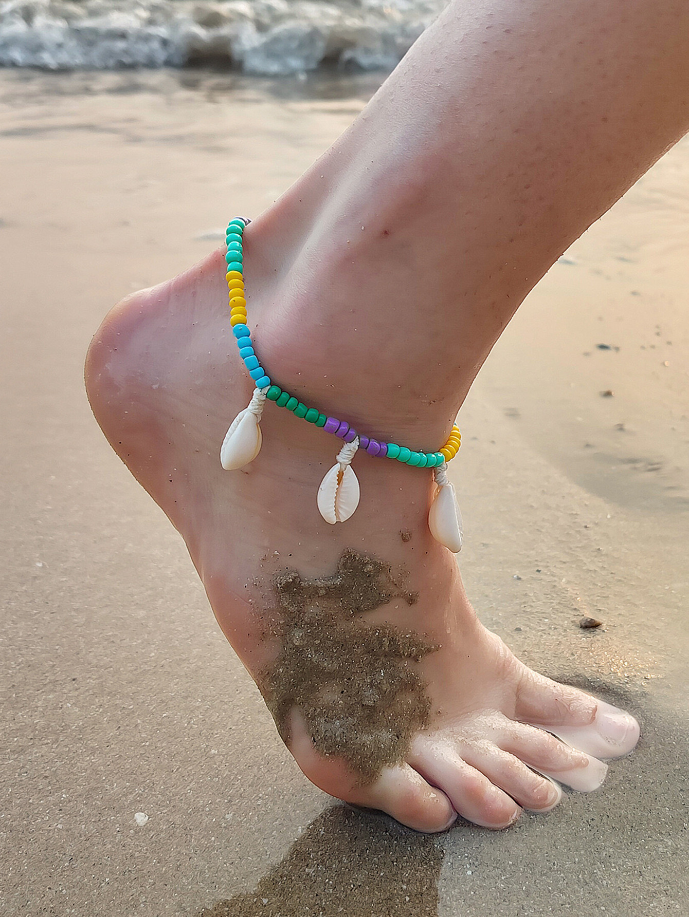 Rice bead shell anklets