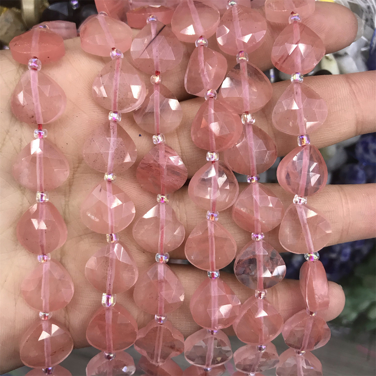 07-watermelon red 12mm fat triangle, about 12 piec