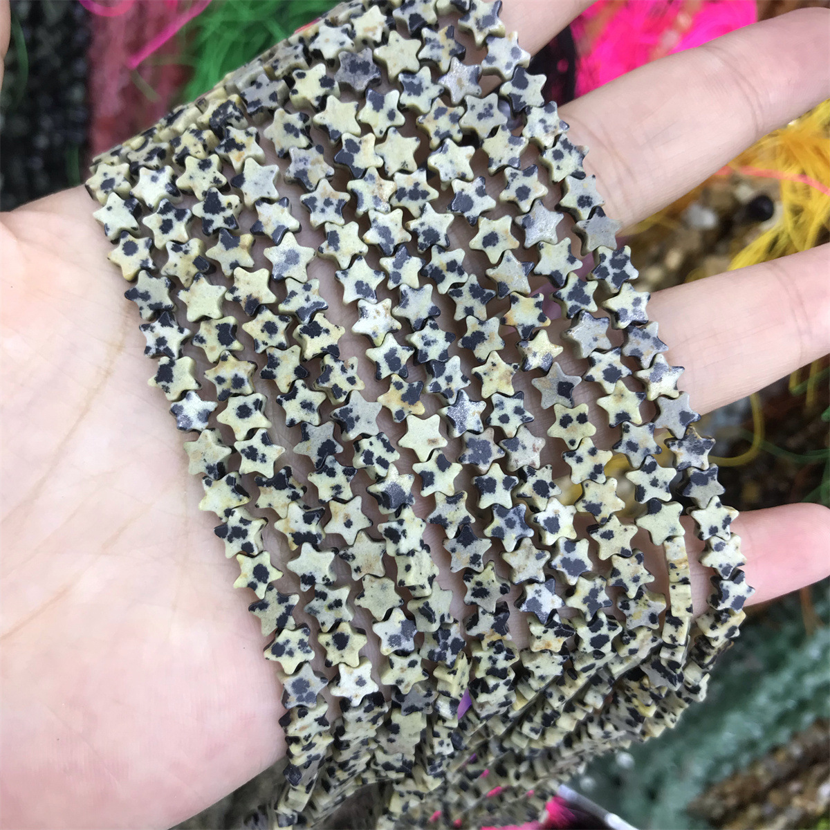 02-spotted stone 6mm star shape, about 70 pieces p