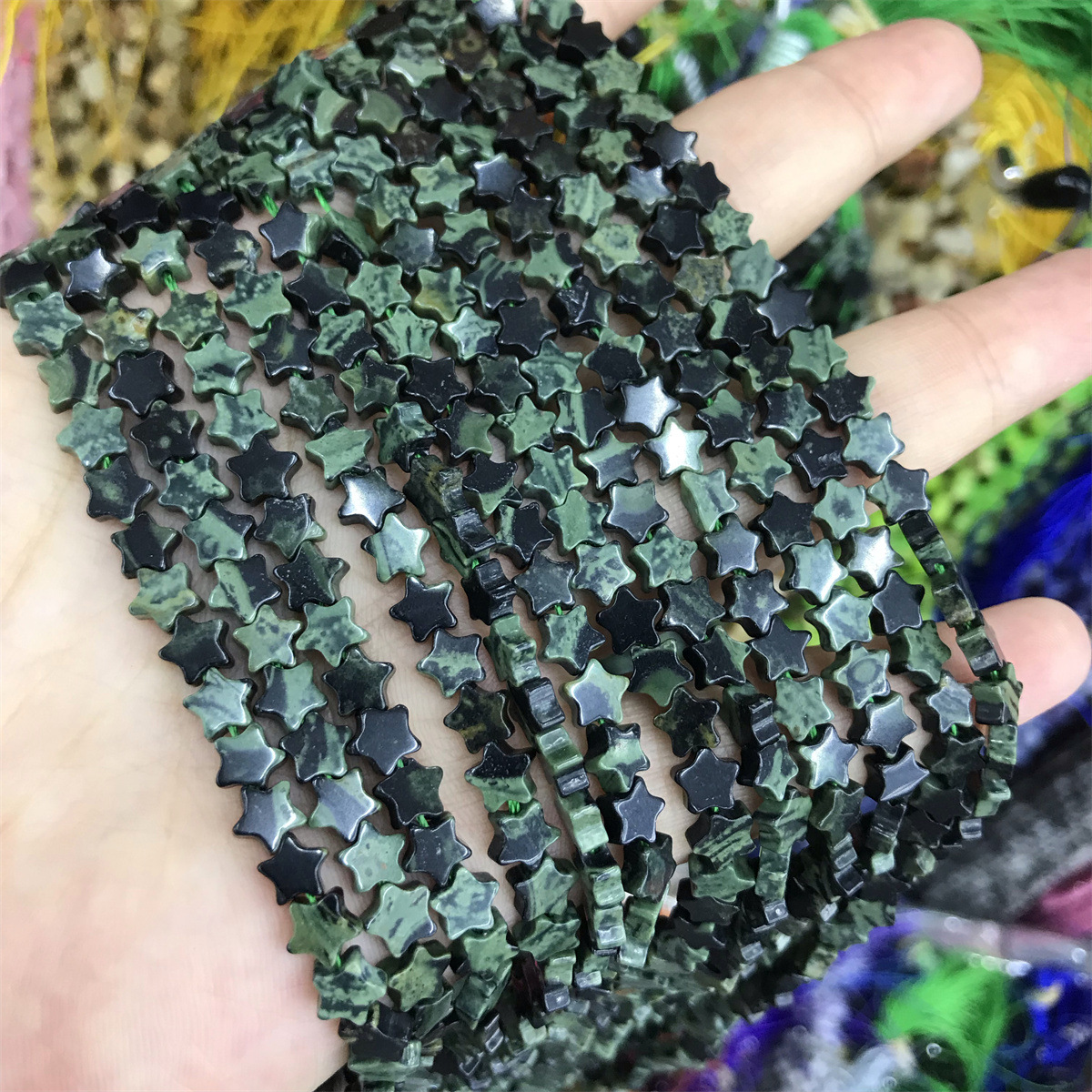 08-green eye bird stone 6mm star shape, about 70 p