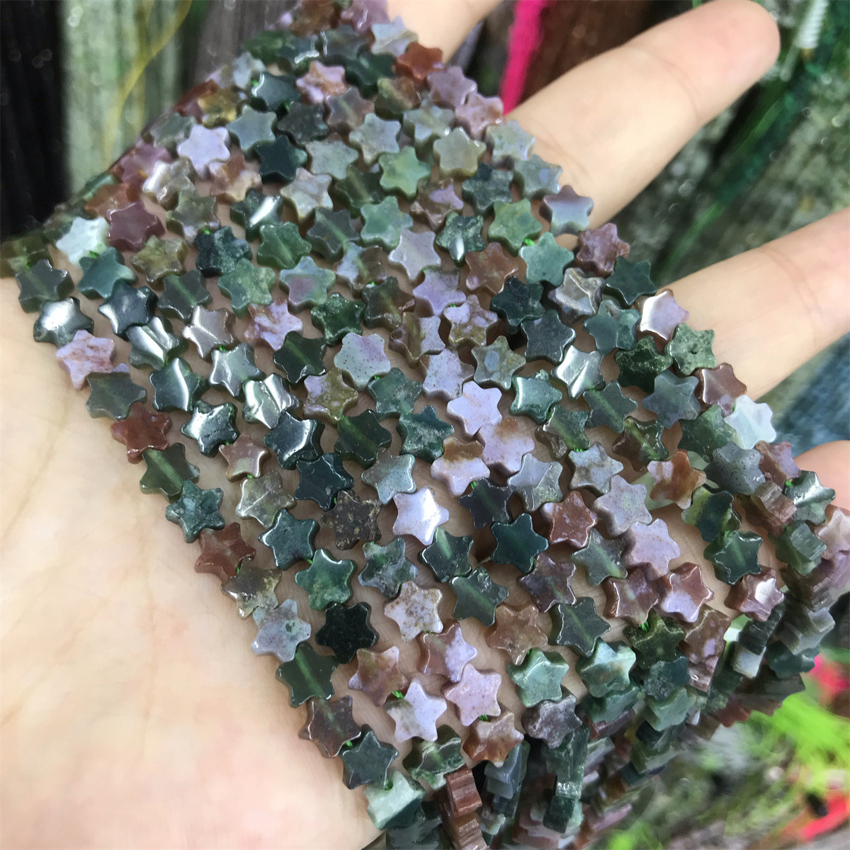 17-indian agate 6mm star shape, about 70 pieces pe