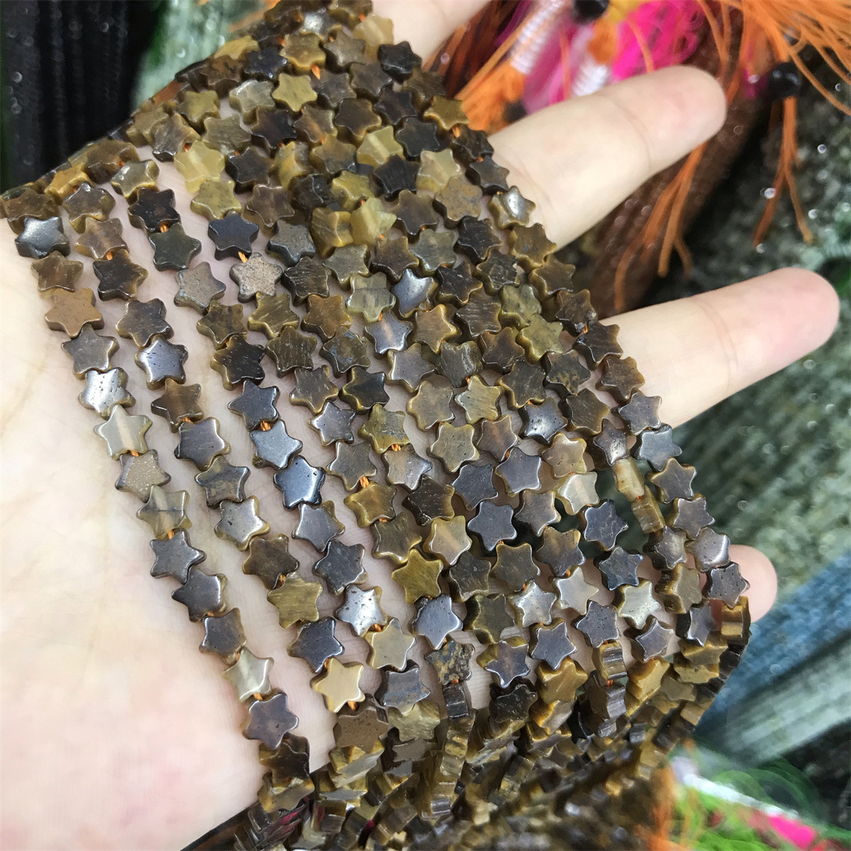21-tiger eye stone 6mm star shape, about 70 pieces