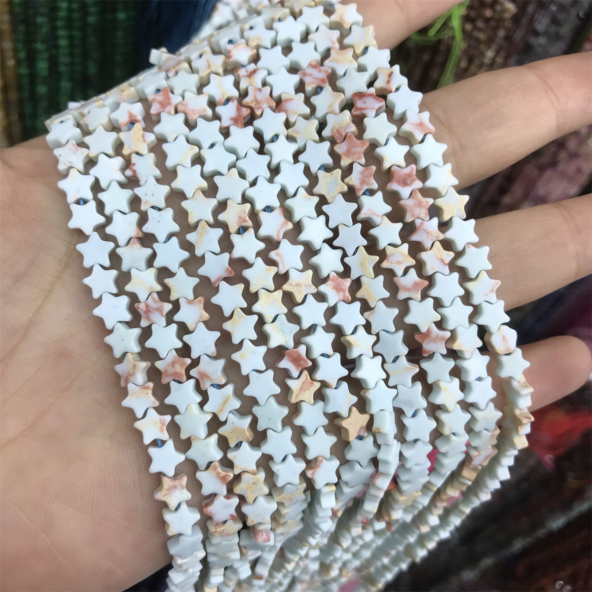 27-shoushan stone (synthetic) 6mm star shape, abou