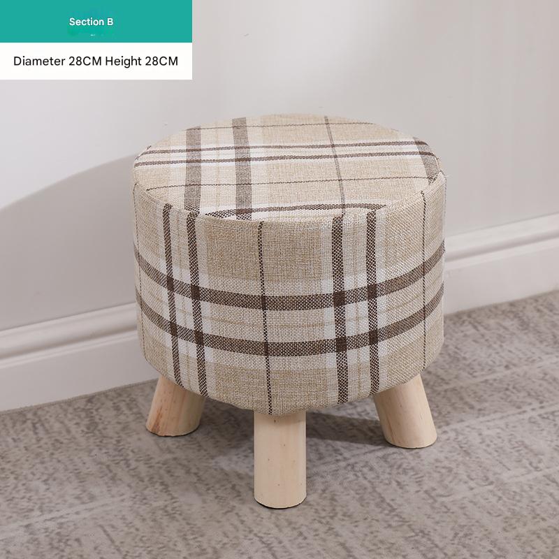 Round stool large plaid