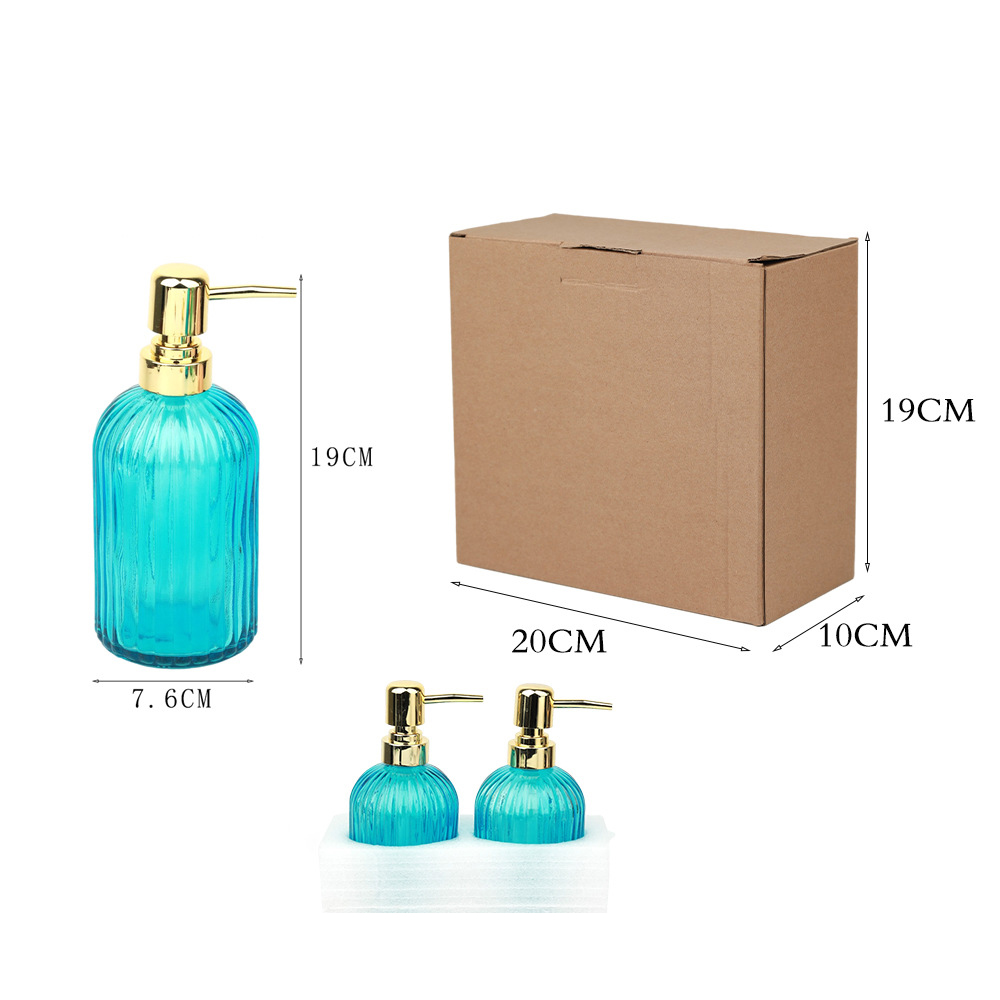 400ml blue vertical pattern   electroplated gold pump head 2-piece set