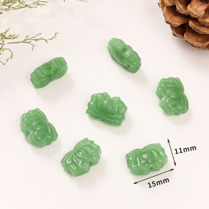 32:34 dark green jade lotus 11 * 15mm