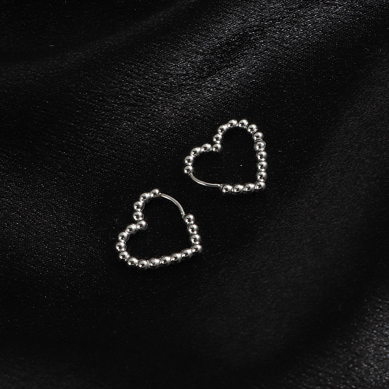 Steel ball heart steel color (pair)