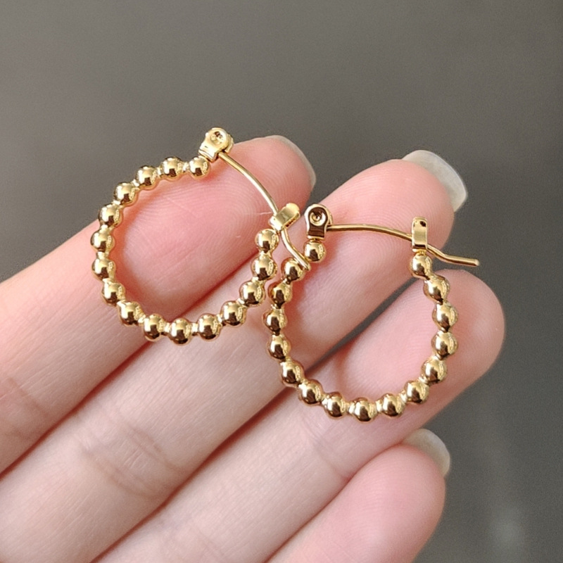 Steel ball round gold (pair)