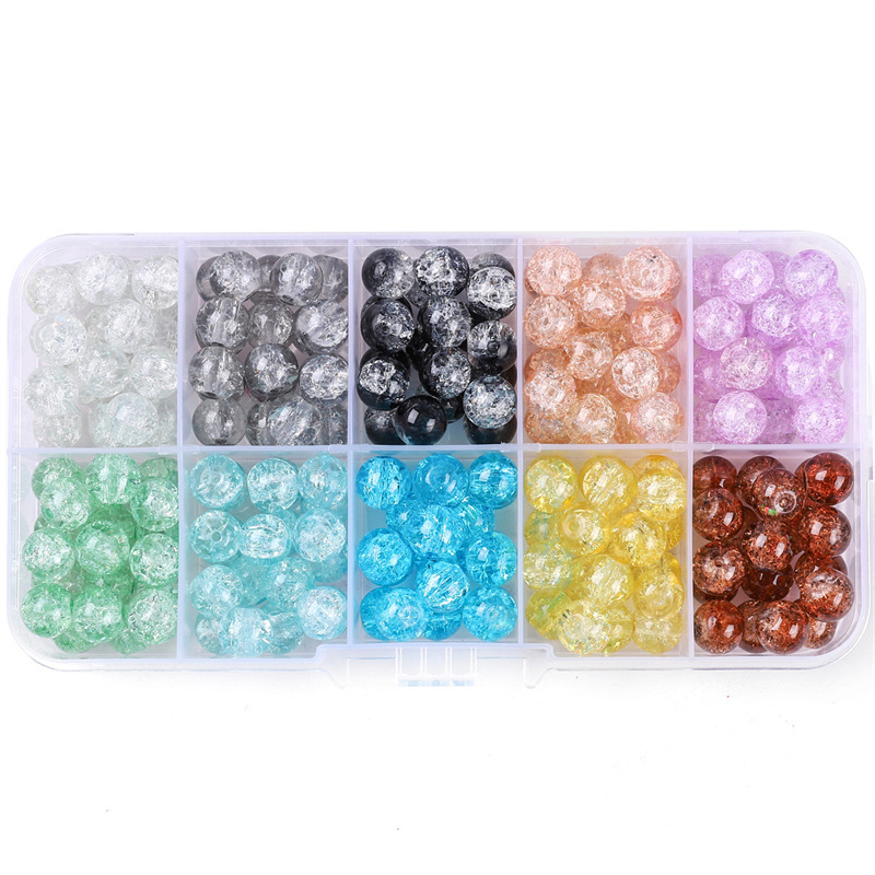 6:10-box 8mm inner broken glass bead set box 20 per box, a total of 200 piece/box
