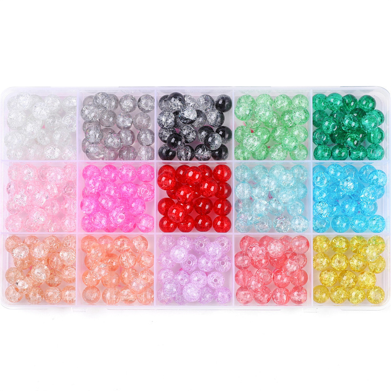 7:15-box 8mm inner broken glass bead set box 20 per box, a total of 300 piece/box