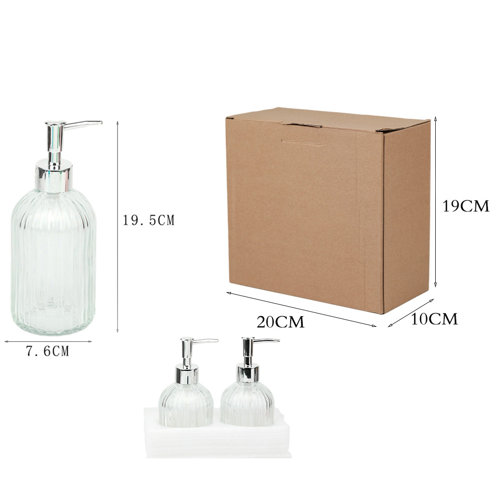 400ml transparent vertical pattern   ordinary silver pump head 2-piece set