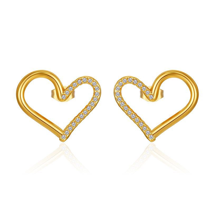 1:Love diamond stud earrings-gold