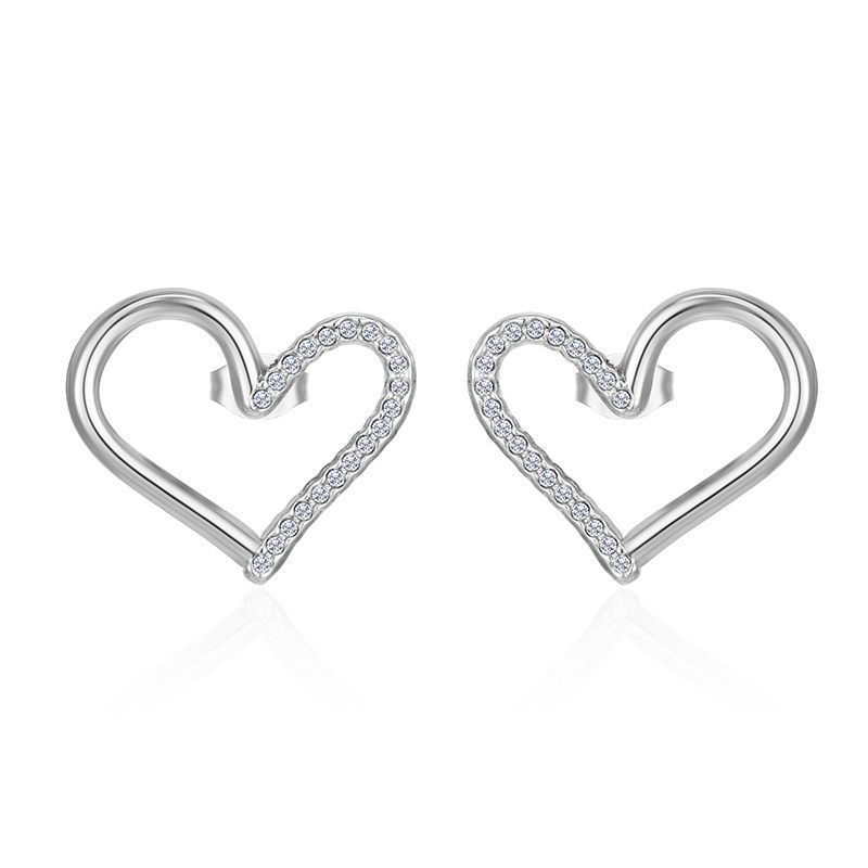 2:Love diamond stud earrings-steel color