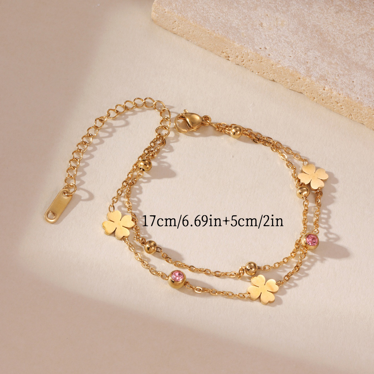 Four-leaf clover double-layer bracelet
