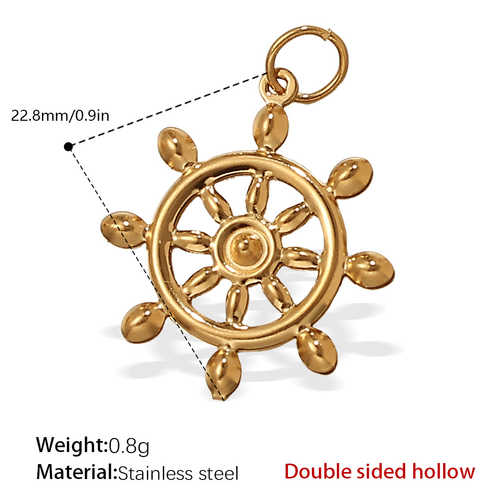 PJ236G double-sided hollow gold pendant
