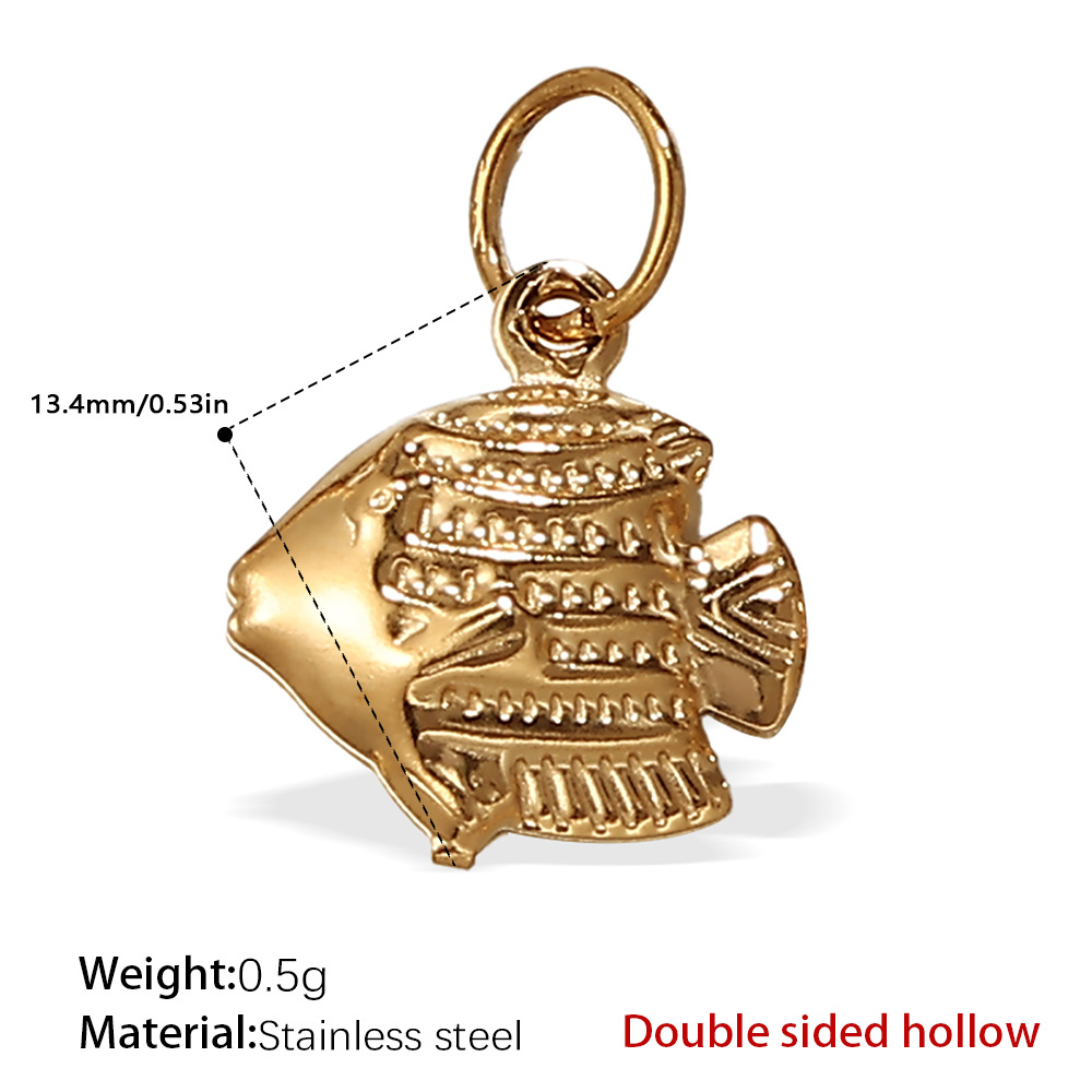 5:PJ221G double-sided hollow gold pendant