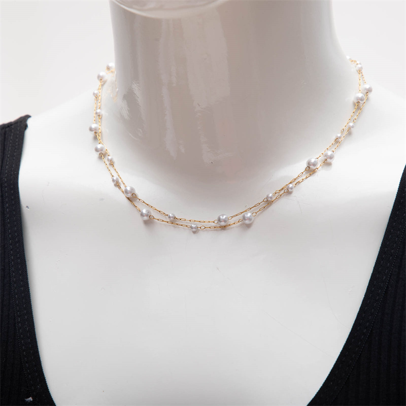 Golden double-plastic beads Necklace 40-5cm