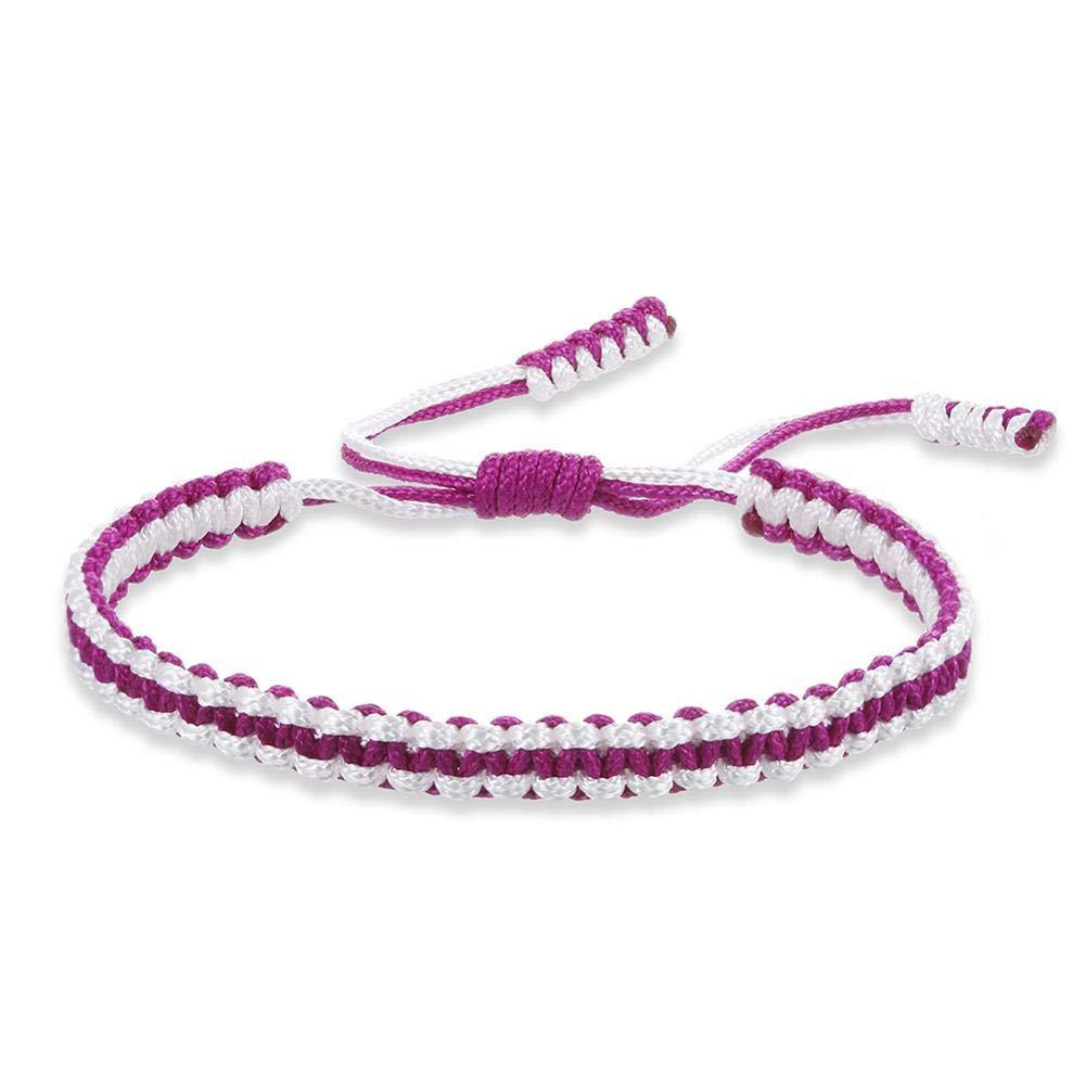 8:Purple Rope White Rope Woven Bracelet