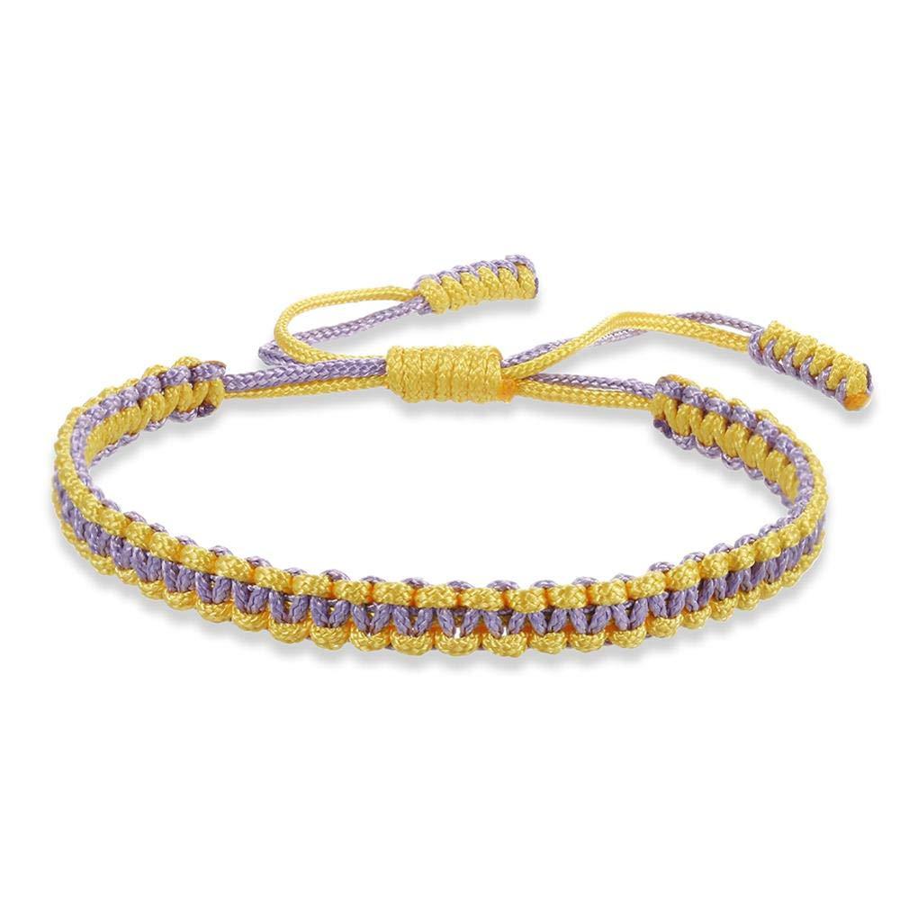 10:Light Purple Yellow Rope Woven Bracelet