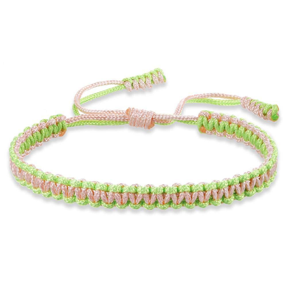 16:Pink rope light green rope braided bracelet