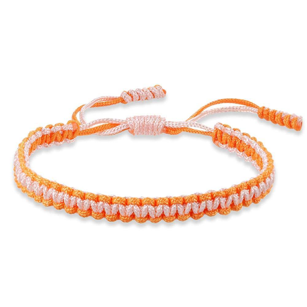 18:Orange braided pink rope bracelet