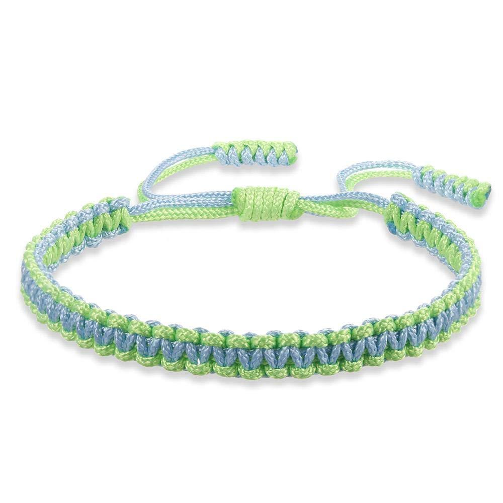 19:Light Blue Rope Light Green Rope Woven Bracelet