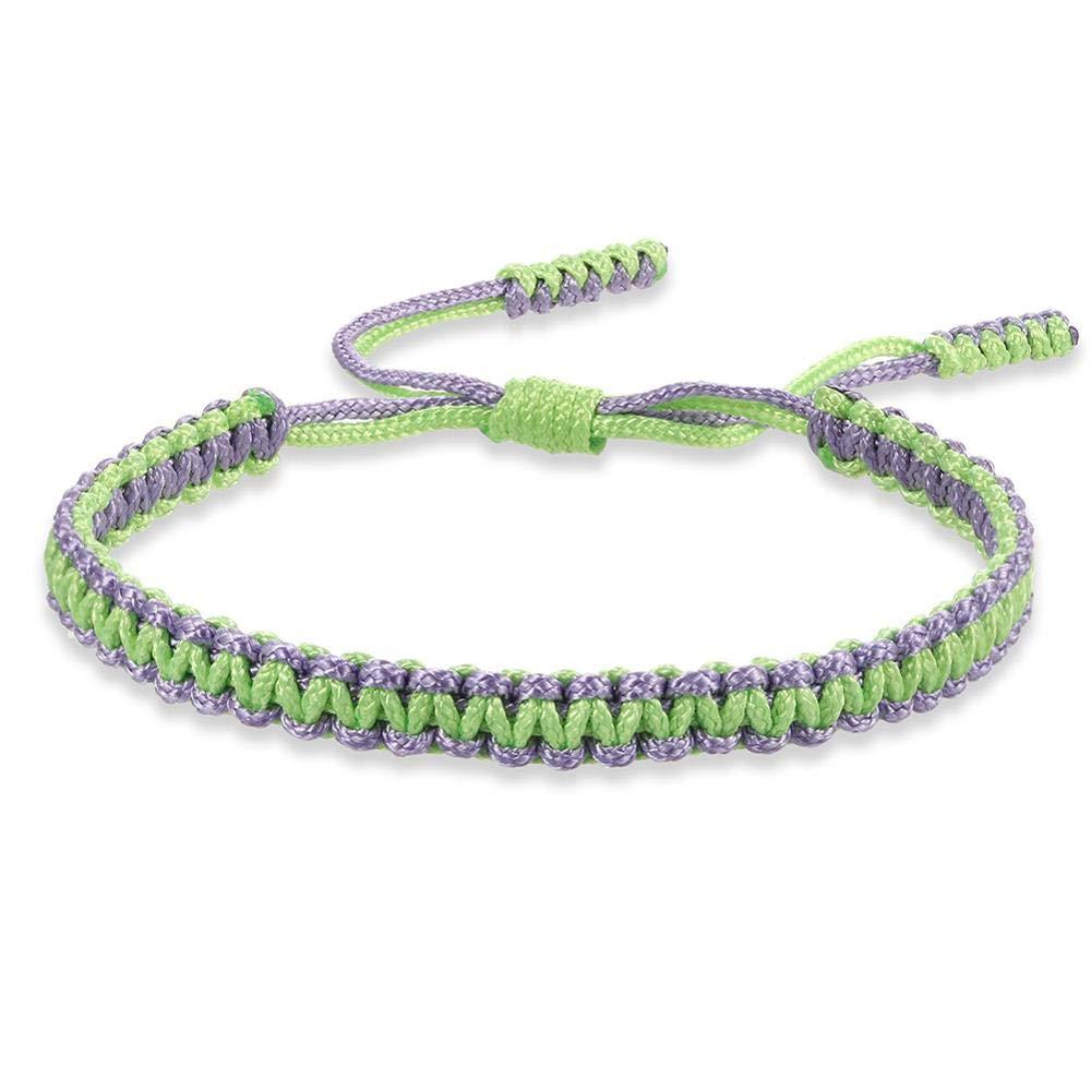 21:Light Purple Rope Light Green Rope Woven Bracelet