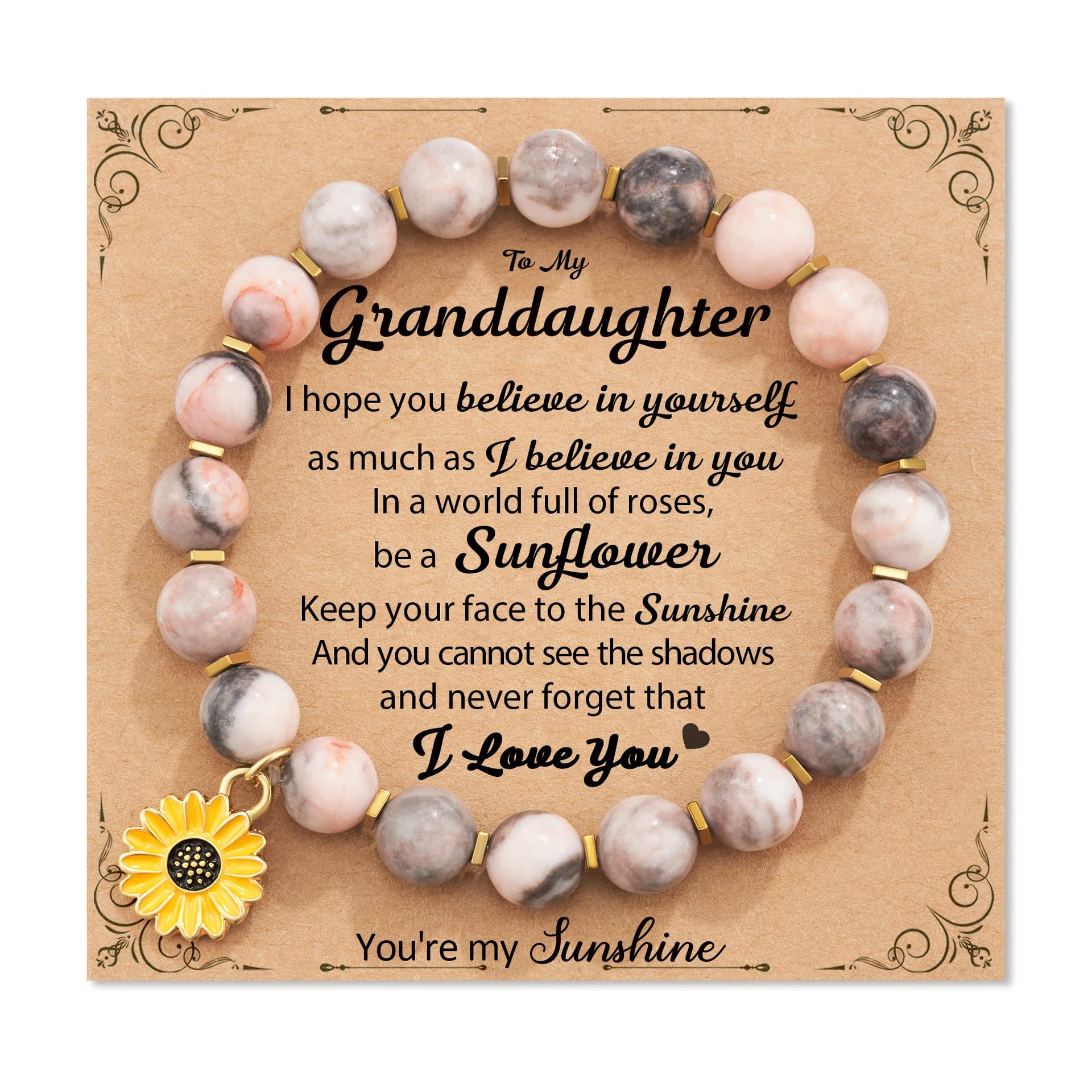 8:Pink Zebra Sunflower Pendant granddaughter Card