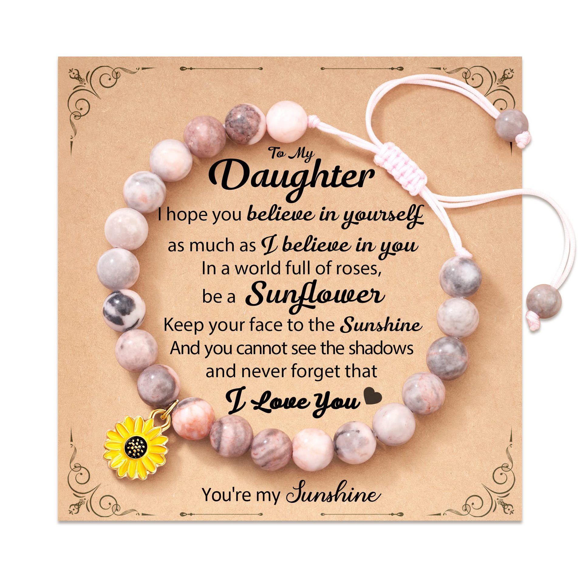 19:Pink Zebra Woven Sunflower Pendant Daughter Card