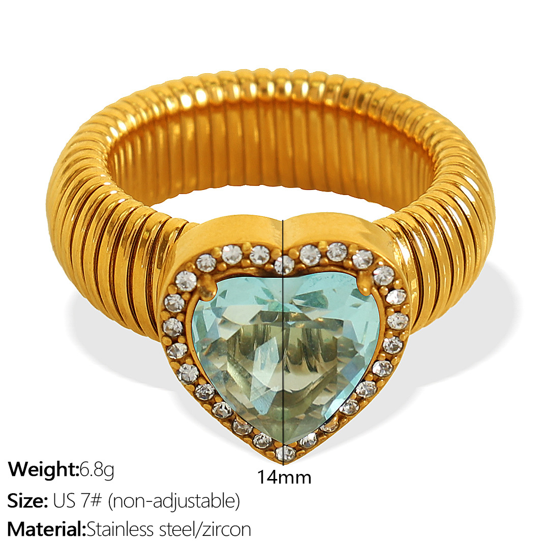 JZ50 Meiwei 7# light blue Zirconium Gold Ring