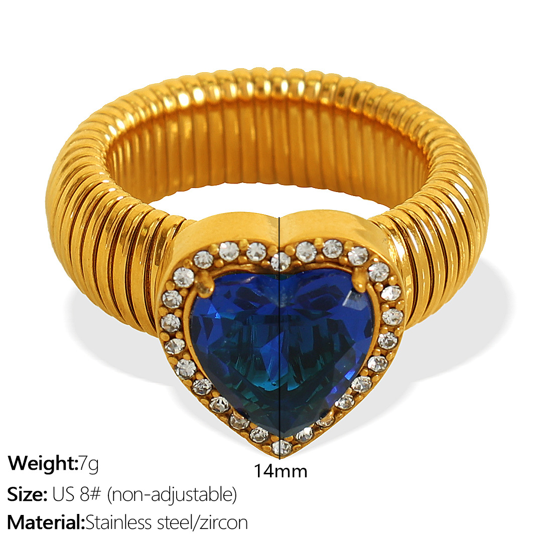 JZ50 Meiwei 8# Cobalt Blue Zirconium Gold Ring